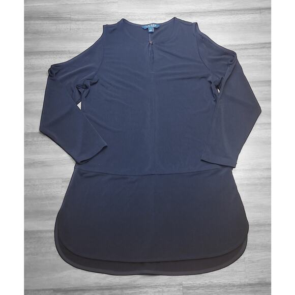 Ralph Lauren LRL Black Cut Out Shoulder Keyhole Long Sleeve Top Women S - Picture 1 of 6